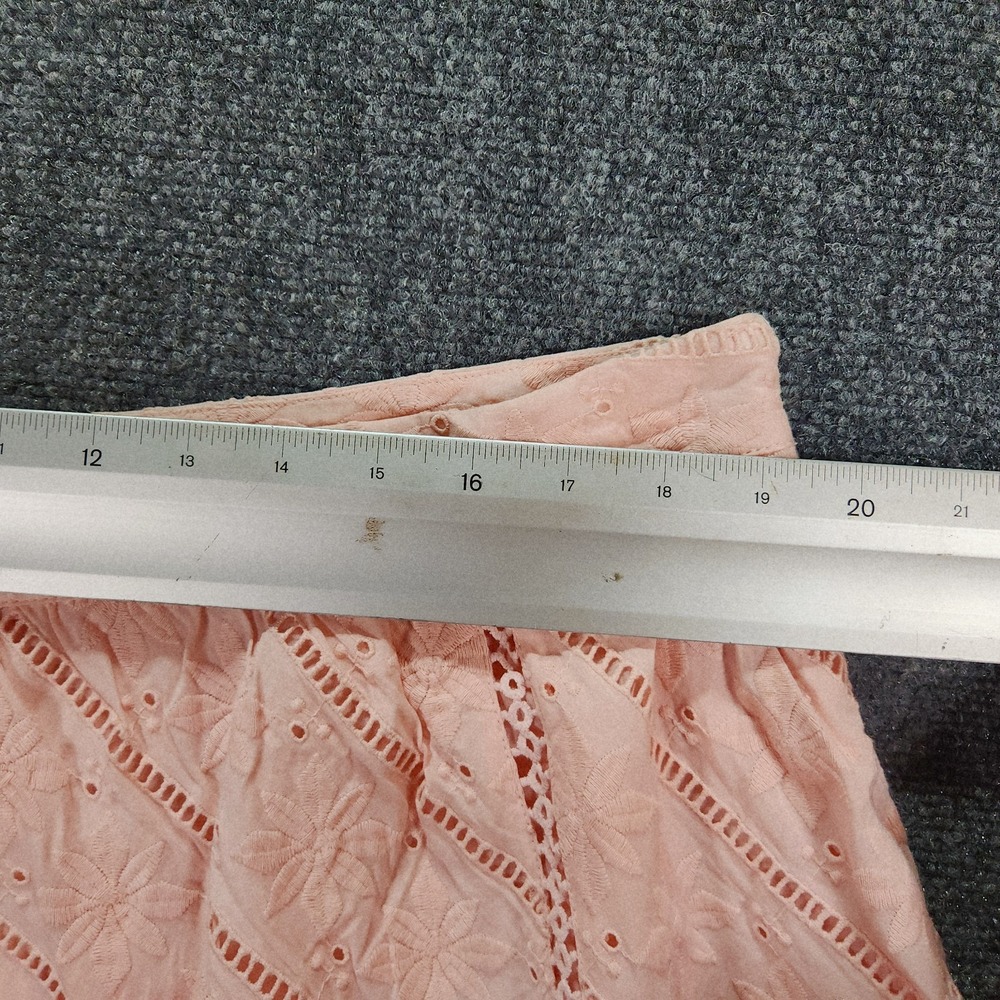 Loft Woman’s Lace Floral Embroidered Lined Cotton Skirt Light Pink Size 18 New - Picture 5 of 6